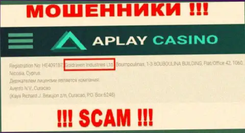 Инфа о юридическом лице компании APlay Casino, им является Санлет Сервисес Лтд
