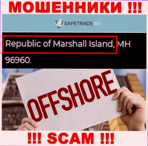 Marshall Island - офшорное место регистрации мошенников SafeTrade365, размещенное на их сайте