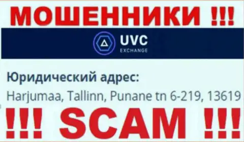 UVC Exchange - это жульническая компания, которая спряталась в офшоре по адресу Harjumaa, Tallinn, Punane tn 6-219, 13619