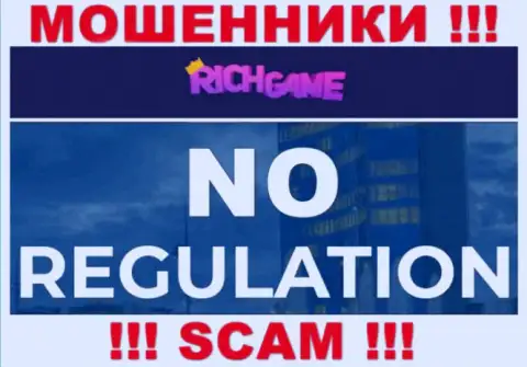 У компании Rich Game, на веб-портале, не показаны ни регулятор их работы, ни номер лицензии