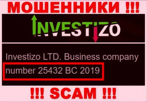 Investizo LTD internet мошенников Investizo зарегистрировано под этим регистрационным номером: 25432 BC 2019