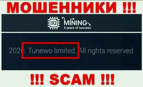 Мошенники IQ Mining написали, что именно Tunewo Limited управляет их лохотронном