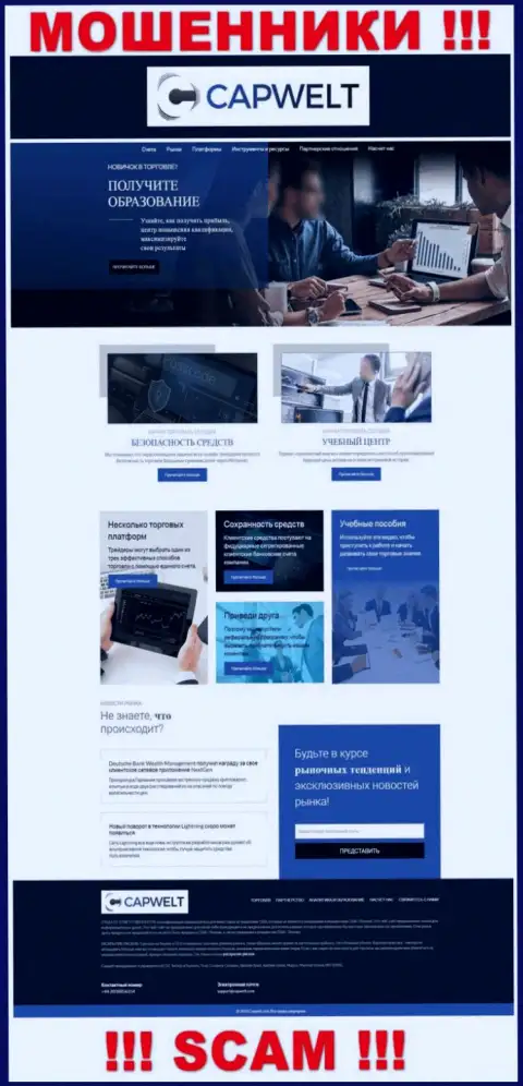 Вид официального веб-портала противозаконно действующей организации Cap Welt