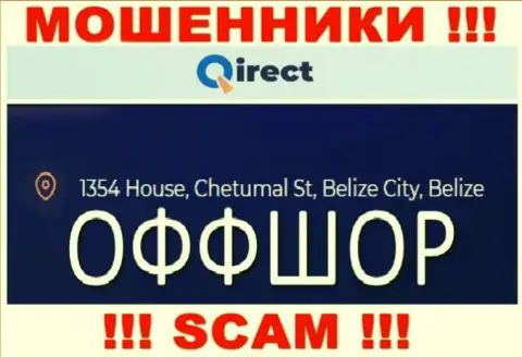 Организация Qirect Limited пишет на веб-сервисе, что находятся они в офшоре, по адресу - 1354 House, Chetumal St, Belize City, Belize