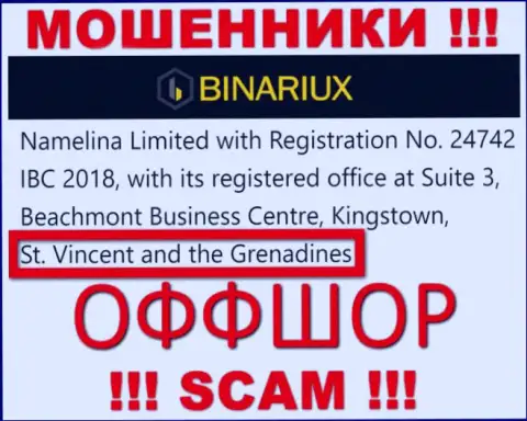Бинариакс Нет - это МОШЕННИКИ, которые зарегистрированы на территории - Saint Vincent and the Grenadines