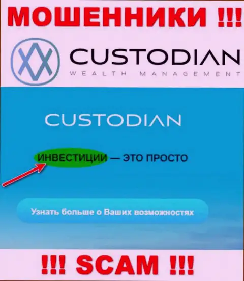 Крайне опасно сотрудничать с мошенниками Custodian Ru, вид деятельности которых Investing