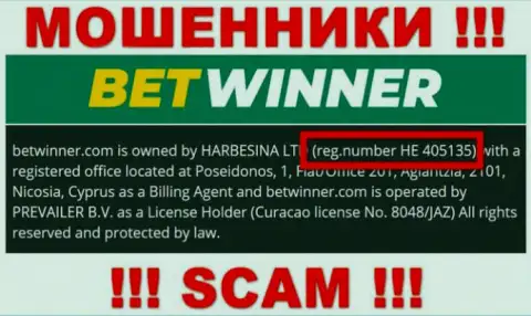 HE 405135 - это рег. номер Bet Winner, который представлен на официальном сайте компании