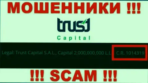 На web-портале Trust Capital S.A.L. предложена их лицензия, но это чистой воды мошенники - не нужно доверять им