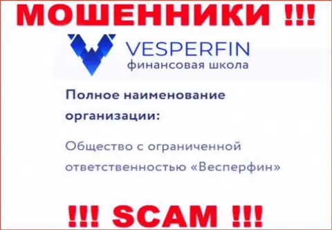 Инфа про юр лицо интернет кидал ВесперФин Ком - ООО Весперфин, не обезопасит Вас от их лап