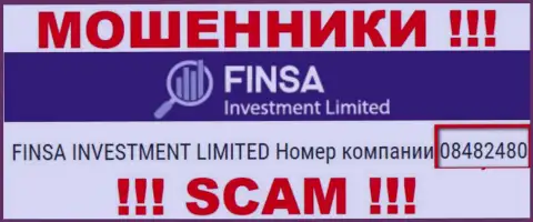 Как представлено на официальном сайте мошенников FinsaInvestmentLimited Com: 08482480 - это их рег. номер