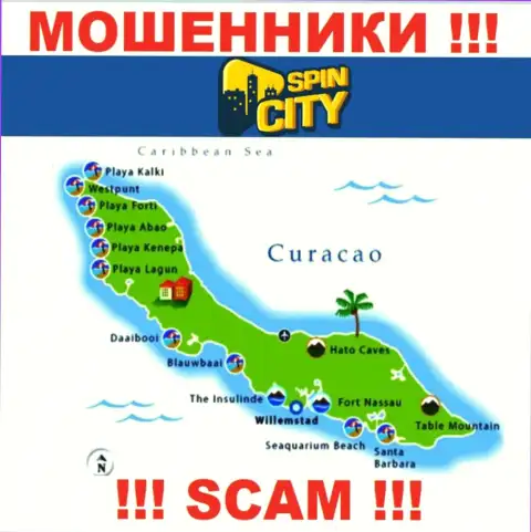 Официальное место регистрации Спин Сити на территории - Curacao