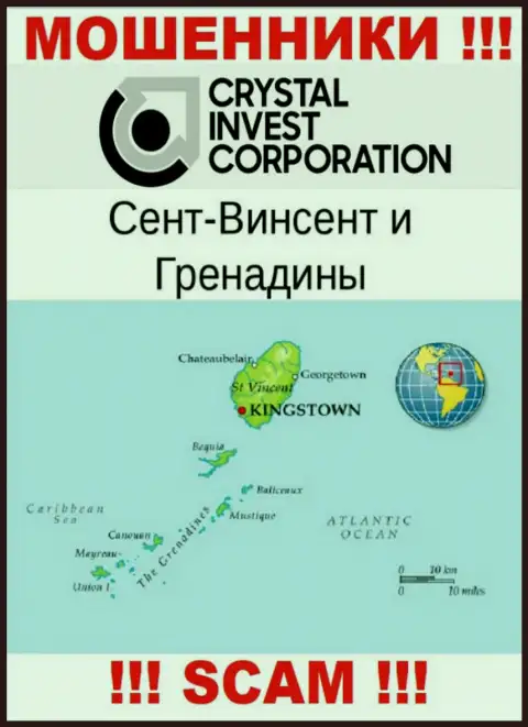 Saint Vincent and the Grenadines это официальное место регистрации конторы Crystal Invest Corporation