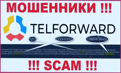 На веб-сервисе TelForward Net имеется лицензия, но это не меняет их жульническую сущность