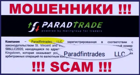 Юр. лицо мошенников ПарадТрейд Ком - это Paradfintrades LLC
