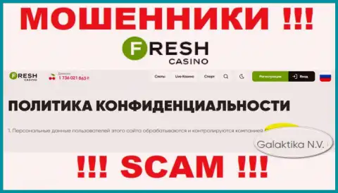 Юридическое лицо internet-мошенников Fresh Casino - это GALAKTIKA N.V