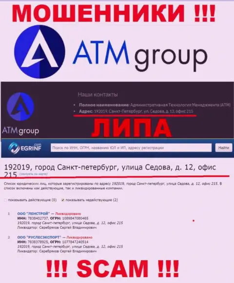 Во всемирной сети интернет и на портале мошенников ATM Group KSA нет реальной инфы об их местонахождении