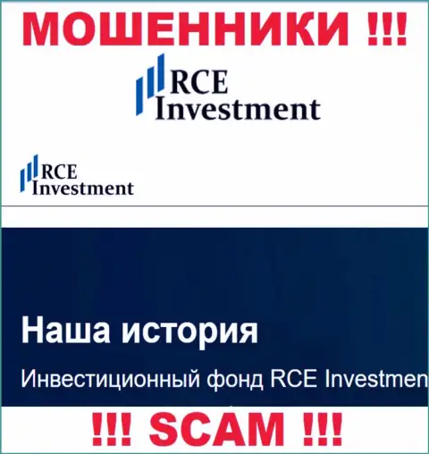 RCE Investment - это типичный лохотрон !!! Инвестиционный фонд - в данной области они и орудуют