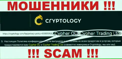 Информация о юридическом лице организации Cryptology, это Cypher OÜ