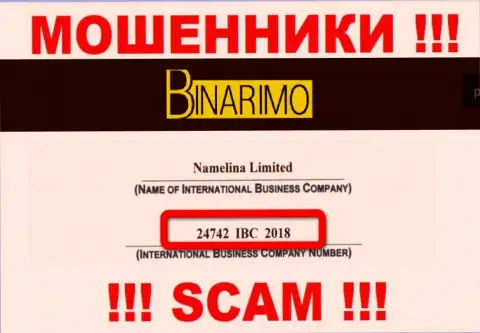 Будьте крайне внимательны !!! Binarimo разводят !!! Регистрационный номер этой конторы - 24742 IBC 2018