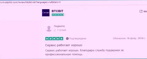 Ещё ряд точек зрения о деятельности обменного online пункта BTCBit Net с web-портала Ру Трастпилот Ком