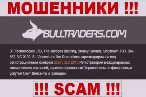 Bulltraders Com - это МОШЕННИКИ, номер регистрации (23345 IBC 2016) тому не помеха