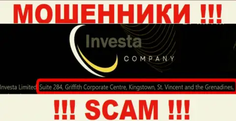 На официальном web-ресурсе Investa Limited указан адрес регистрации данной конторе - Suite 284, Griffith Corporate Centre, Kingstown, St. Vincent and the Grenadines (оффшор)