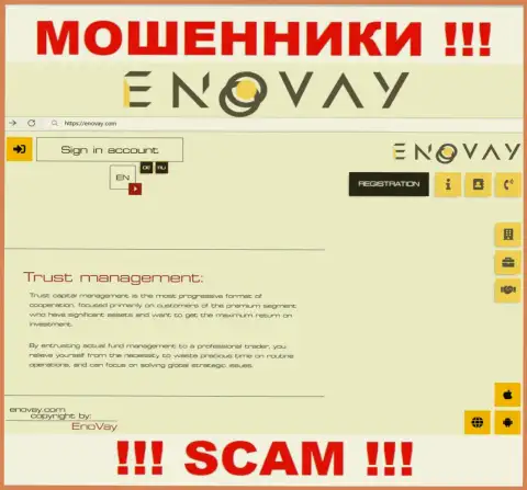 Внешний вид официального веб-сайта незаконно действующей компании EnoVay