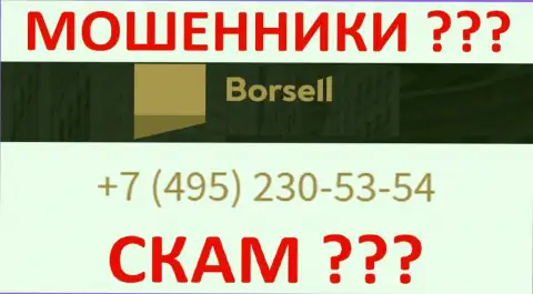 С какого телефона будут звонить ворюги из компании Borsell неведомо, у них их много