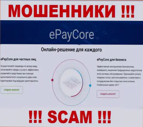 Не верьте, что деятельность EPayCore в области Платежный сервис законна