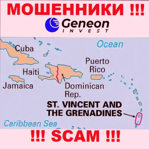 Geneon Invest пустили свои корни на территории - St. Vincent and the Grenadines, остерегайтесь взаимодействия с ними