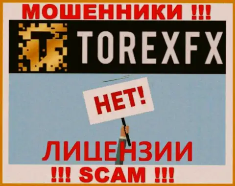 Мошенники Torex FX промышляют нелегально, т.к. у них нет лицензии !!!